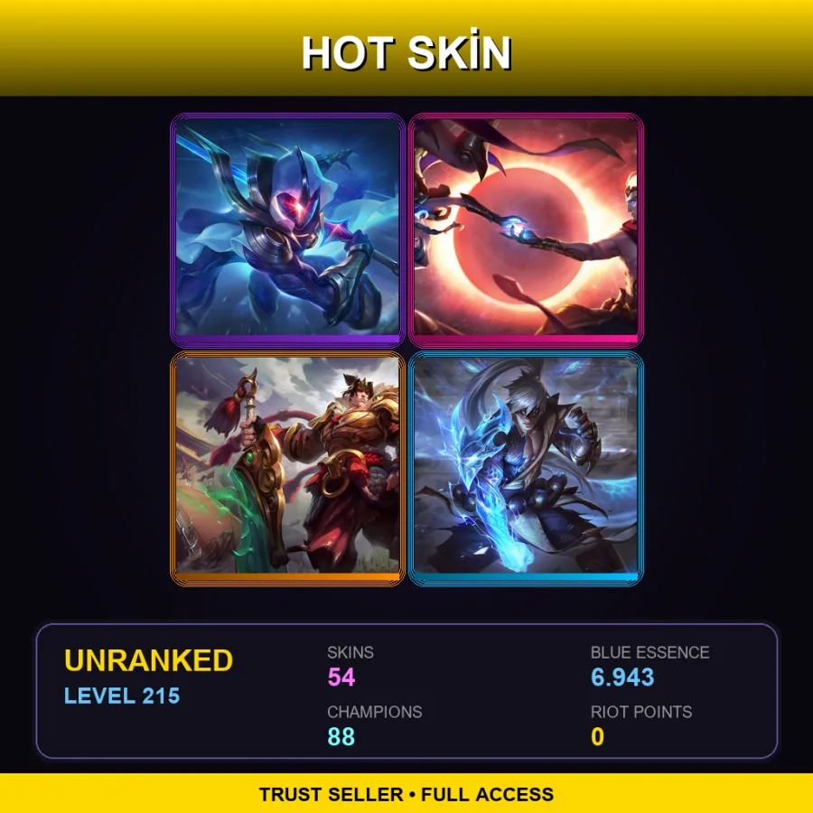 LAN | Lv215 | Unranked | 54 Skin | 88 Champ