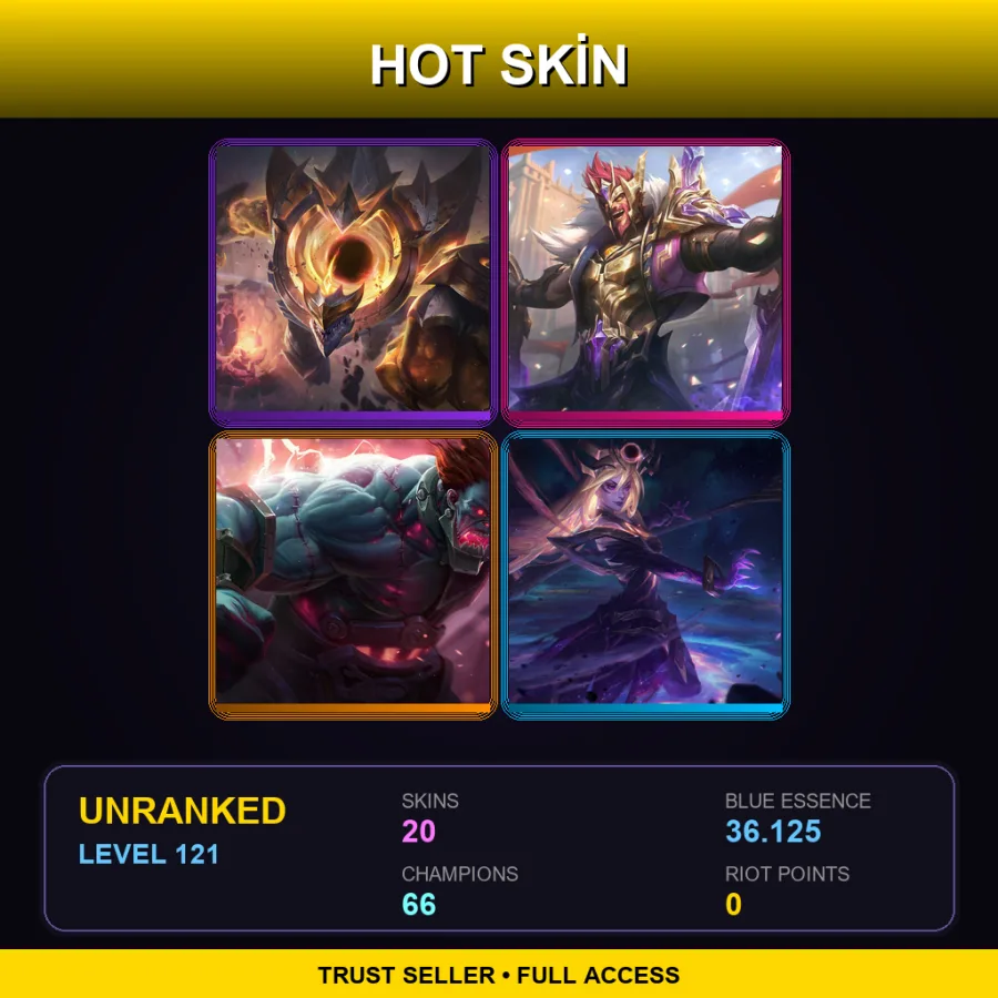 EUNE | Lv121 | Unranked | 20 Skin | 66 Champ — LoL account