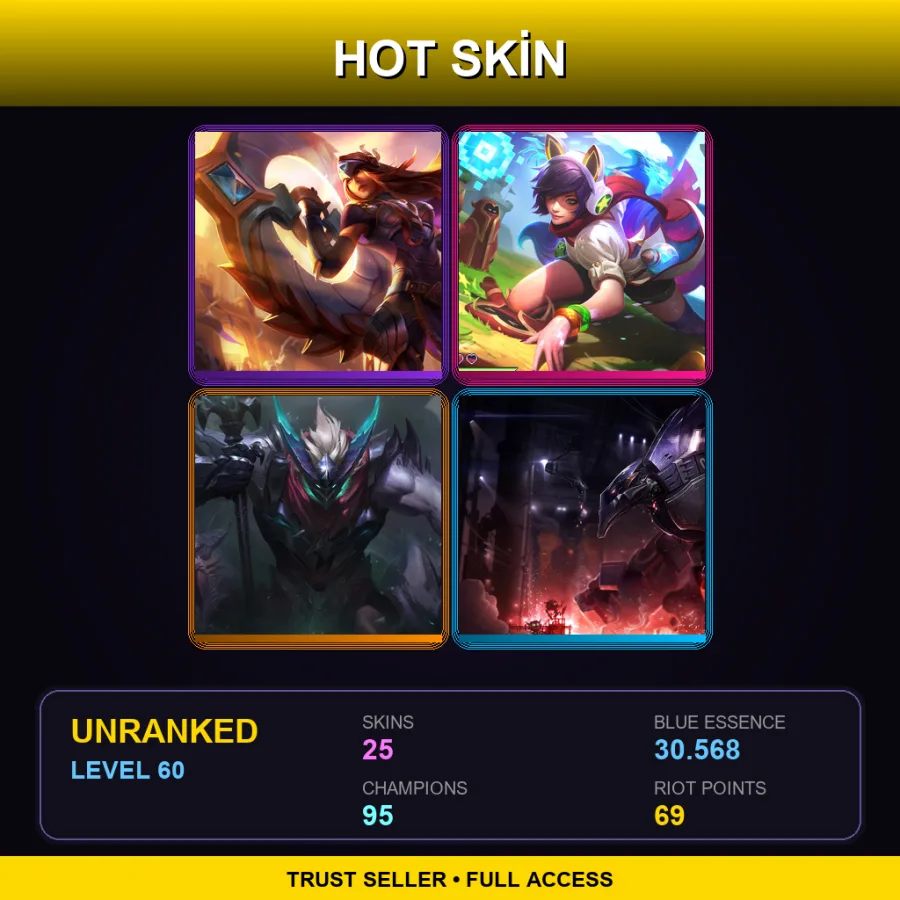 LAN | Lv60 | Unranked | 25 Skin | 95 Champ