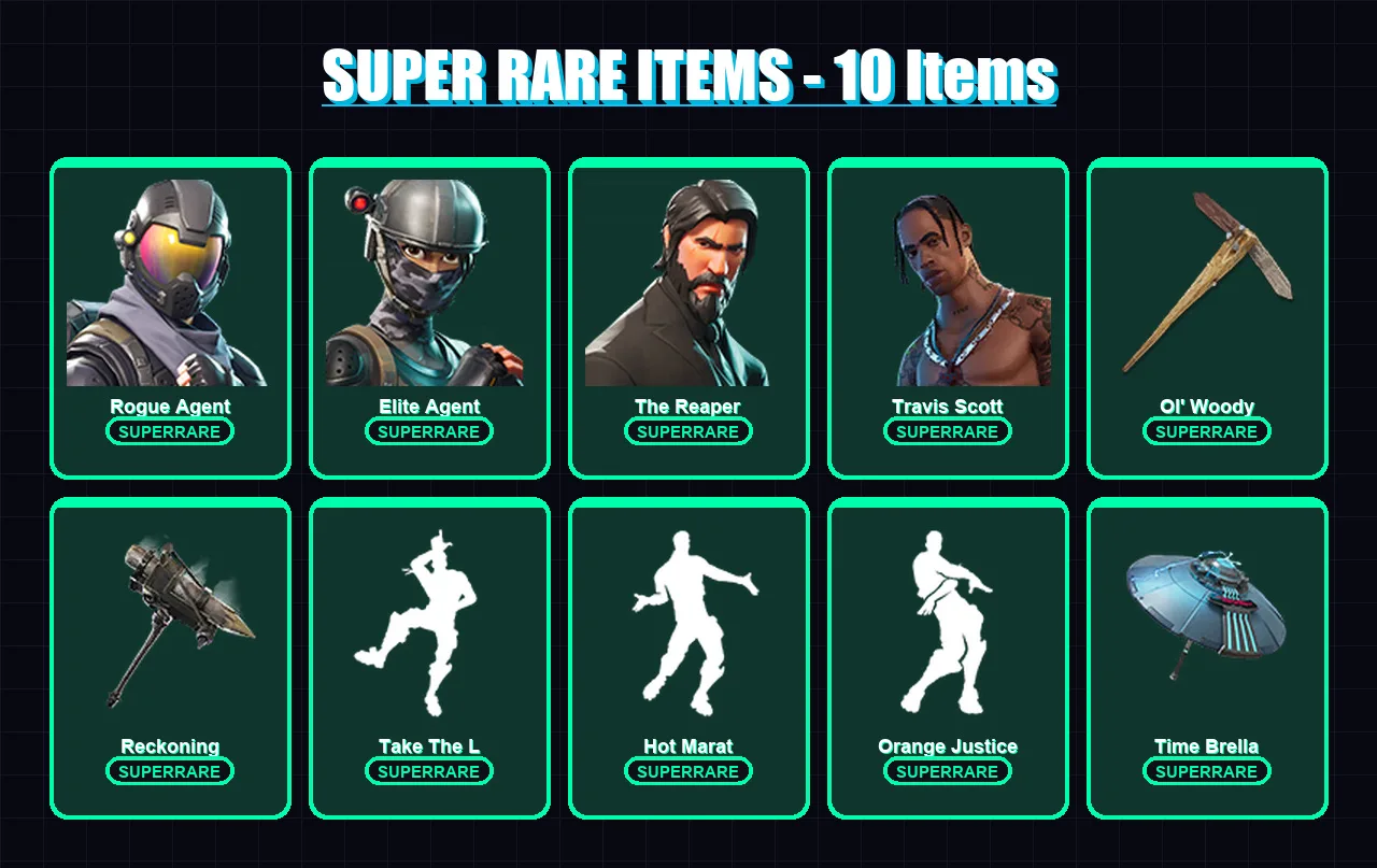 [PC/PSN] | Rogue Agent | Elite Agent | The Reaper | Travis Scott | Lynx | 107 skin | 84 pickaxe | 112 emote | 85 glider | Lv1579