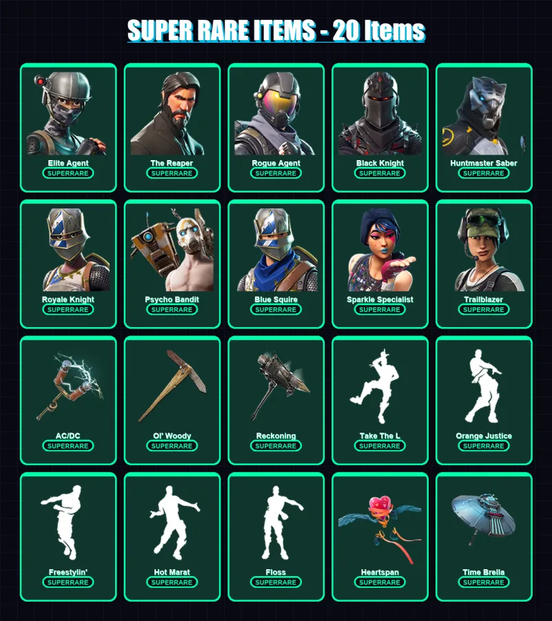 [PC/PSN] | Elite Agent | The Reaper | Rogue Agent | Black Knight | Huntmaster Saber | 162 skin | 151 pickaxe | 175 emote | 133 glider | Lv1507