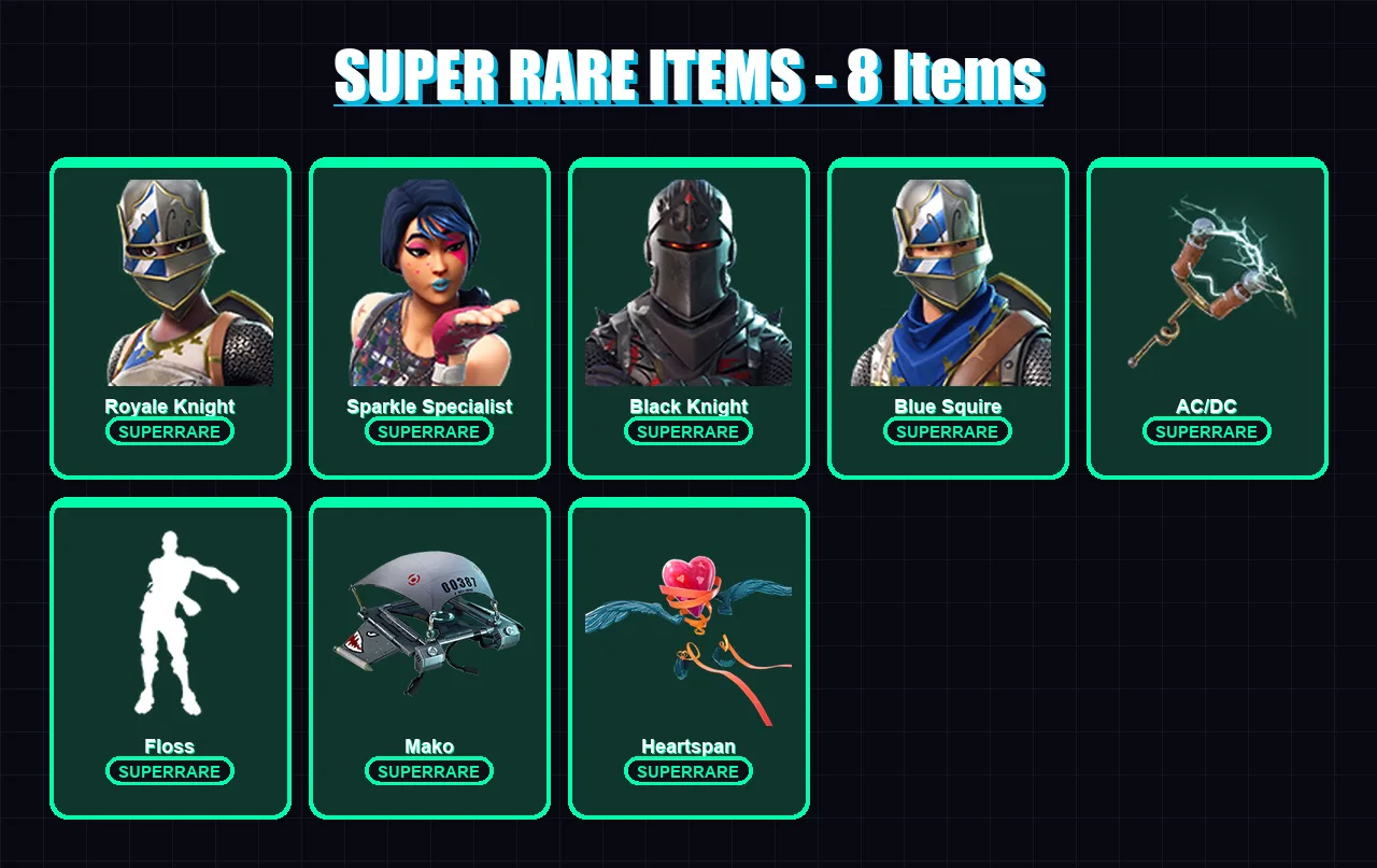 [PC/XBOX/PSN] | Royale Knight | Sparkle Specialist | Black Knight | Blue Squire | Hybrid | 7 skin | 12 pickaxe | 19 emote | 18 glider | Lv302