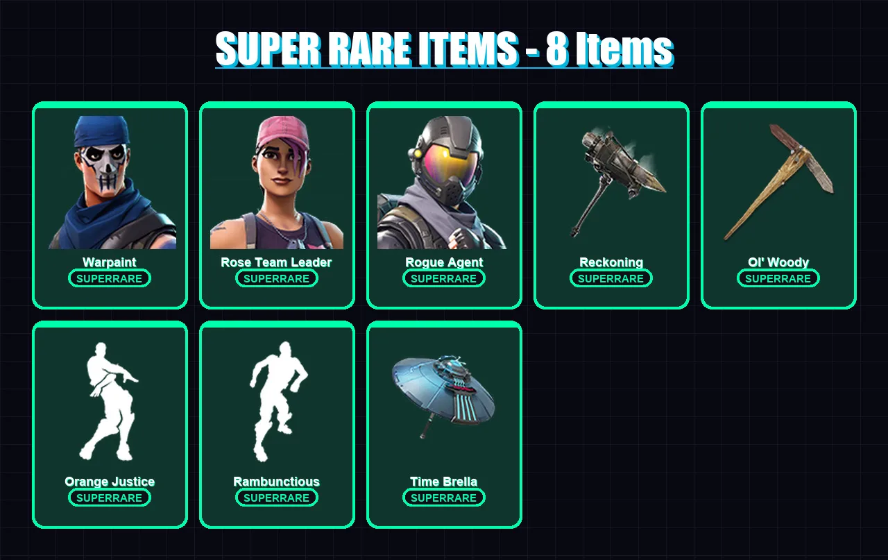 [PC/PSN] | Warpaint | Rose Team Leader | Rogue Agent | Frozen Raven | Zenith | 48 skin | 37 pickaxe | 52 emote | 40 glider | Lv640