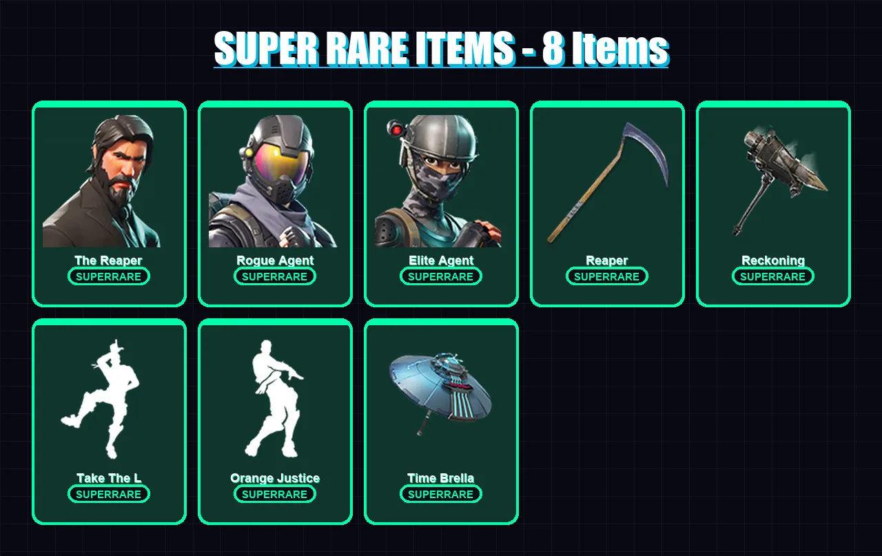 [PC/PSN] | The Reaper | Rogue Agent | Elite Agent | Blackheart | The Ice King | 53 skin | 49 pickaxe | 68 emote | 54 glider | Lv871