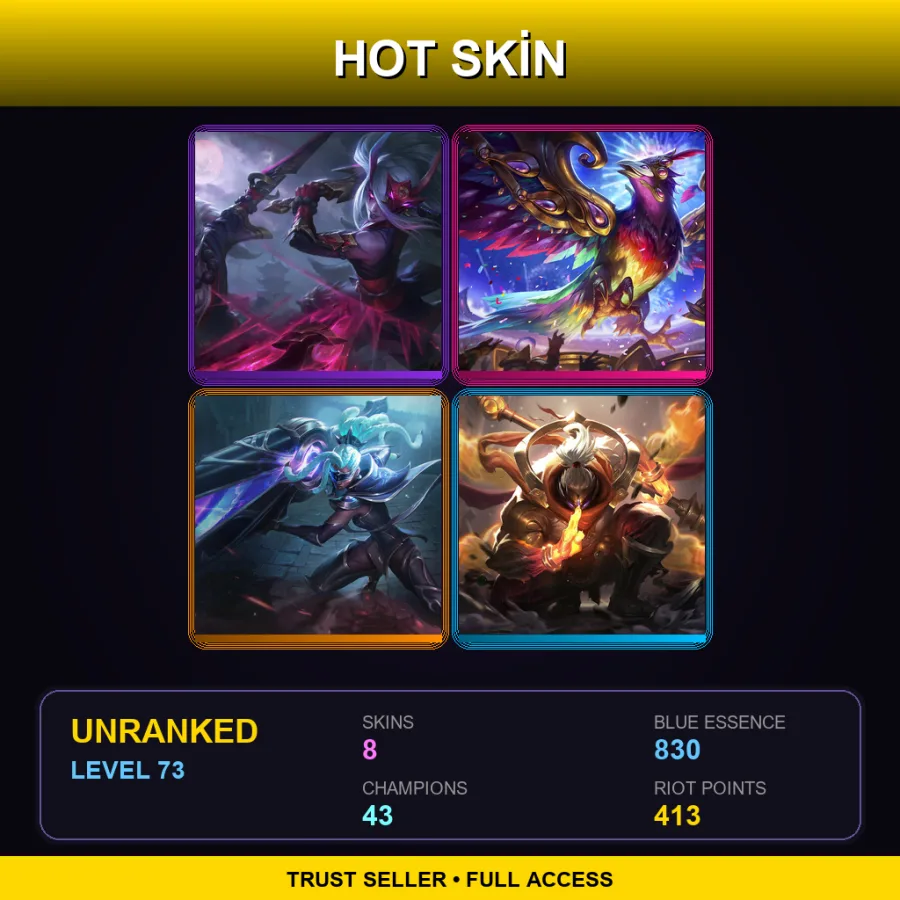 NA | Lv73 | Unranked | 8 Skin | 43 Champ