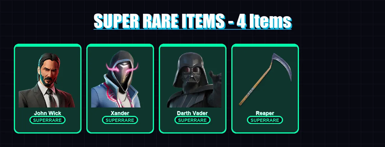 [PC/XBOX] | John Wick | Xander | Darth Vader | Malik | Peter Griffin | 112 skin | 173 pickaxe | 115 emote | 124 glider | Lv2187