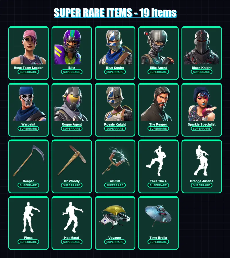 [PC/PSN] | Rose Team Leader | Blitz | Blue Squire | Elite Agent | Black Knight | 65 skin | 65 pickaxe | 90 emote | 65 glider | Lv946