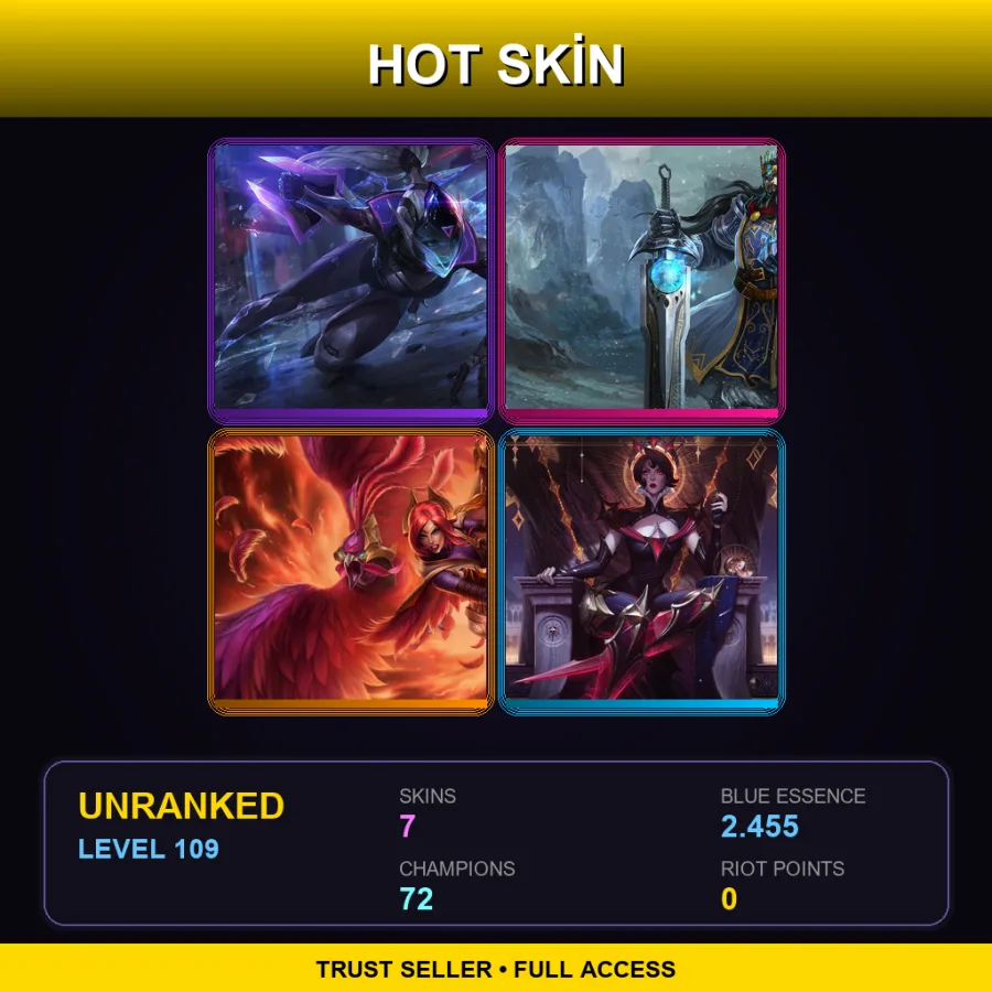 EUW | Lv109 | Unranked | 7 Skin | 72 Champ — Project Vayne