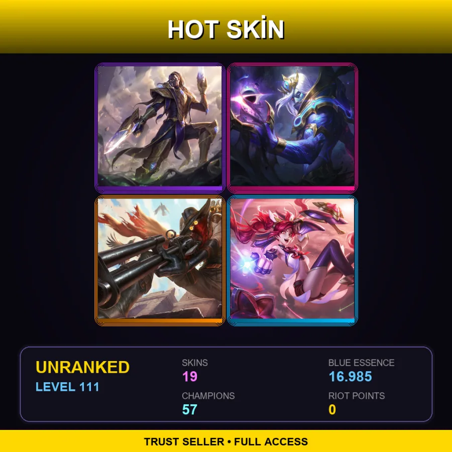 EUNE | Lv111 | Unranked | 19 Skin | 57 Champ