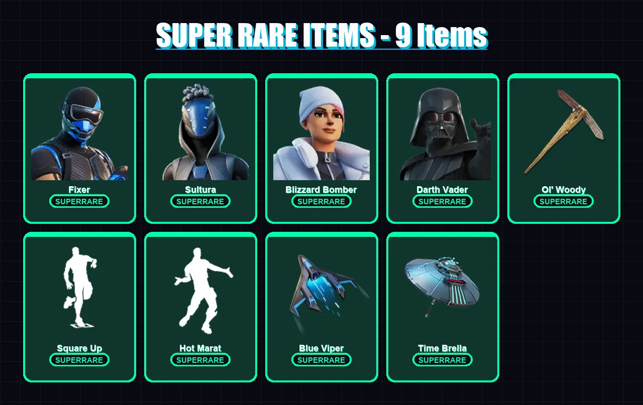 [PS4/PS5/XBOX/PC] | Fixer | Sultura | Blizzard Bomber | Darth Vader | Era | 192 skin | 251 pickaxe | 171 emote | 201 glider | Lv3112