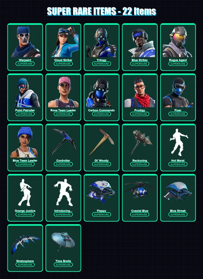 [PC/XBOX] | Warpaint | Cloud Striker | Trilogy | Blue Striker | Rogue Agent | 127 skin | 137 pickaxe | 138 emote | 143 glider | Lv1894