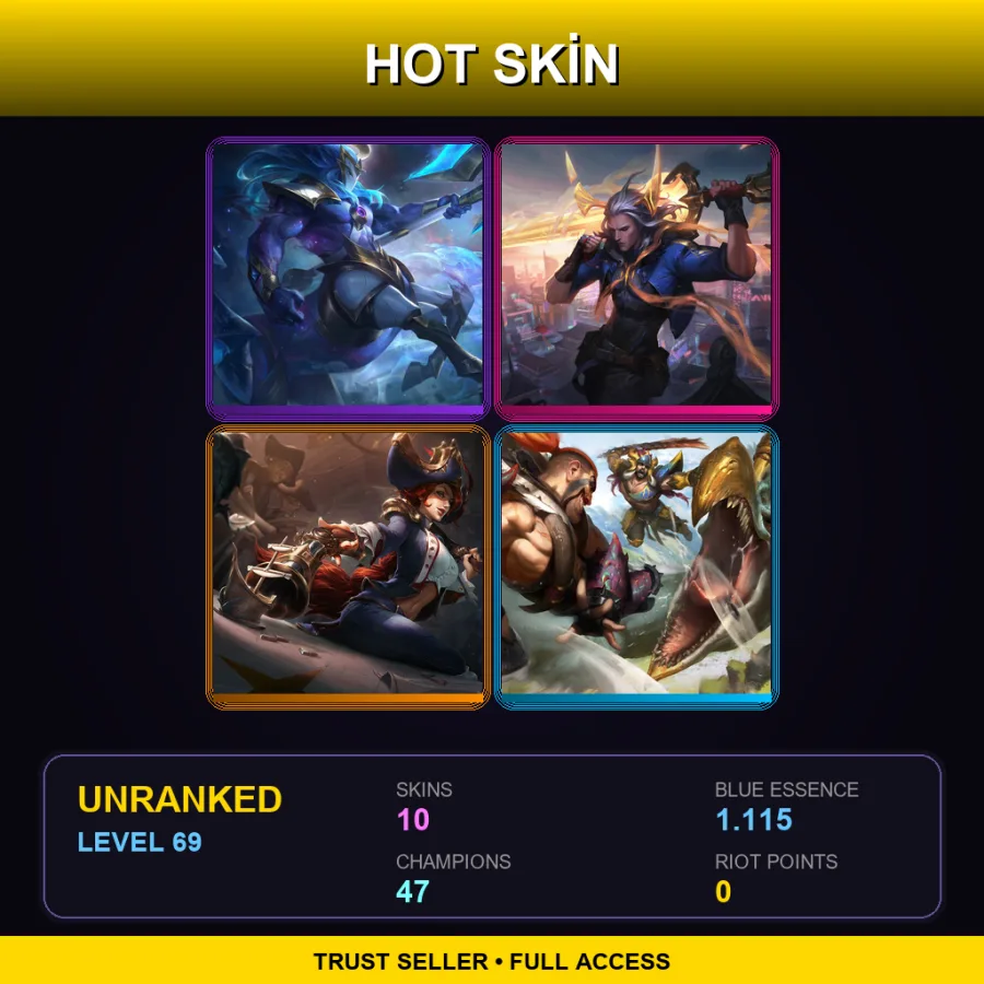 TR | Lv69 | Unranked | 10 Skin | 47 Champ