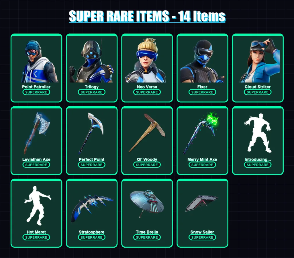 [PC/XBOX] | Point Patroller | Trilogy | Neo Versa | Fixer | Cloud Striker | 197 skin | 260 pickaxe | 204 emote | 205 glider | Lv3151 — Fortnite account