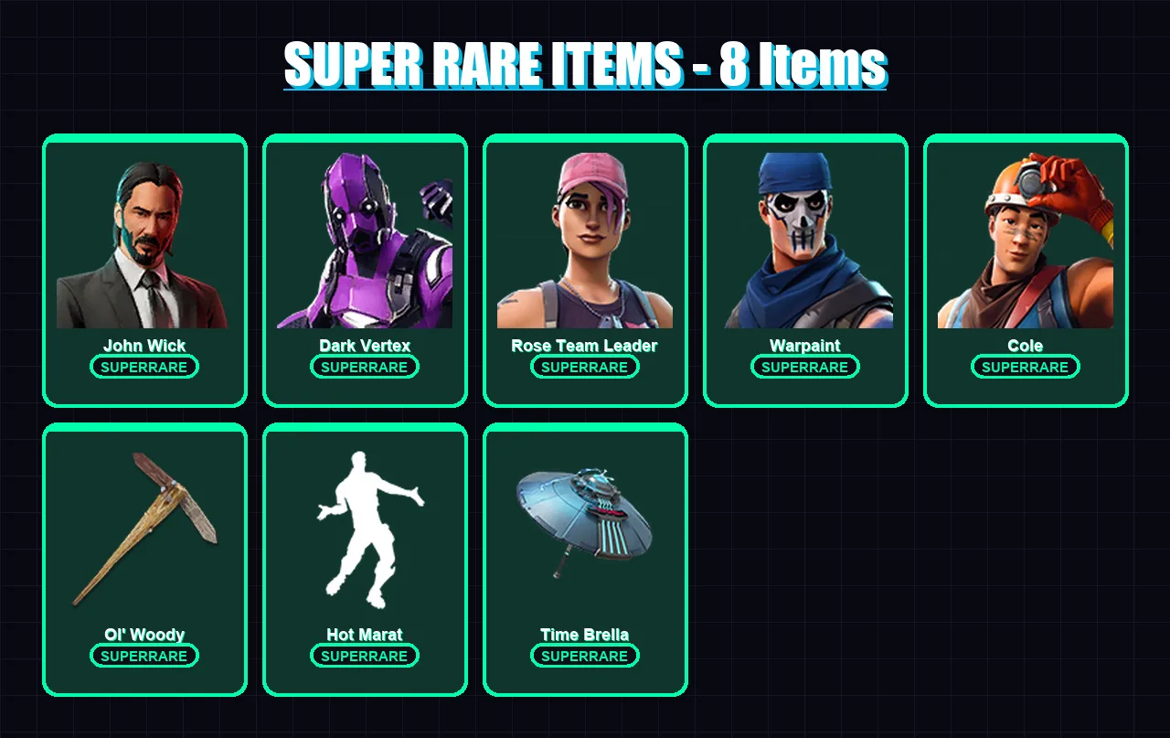 [PC/PSN] | John Wick | Dark Vertex | Rose Team Leader | Warpaint | Cole | 241 skin | 271 pickaxe | 234 emote | 209 glider | Lv3298