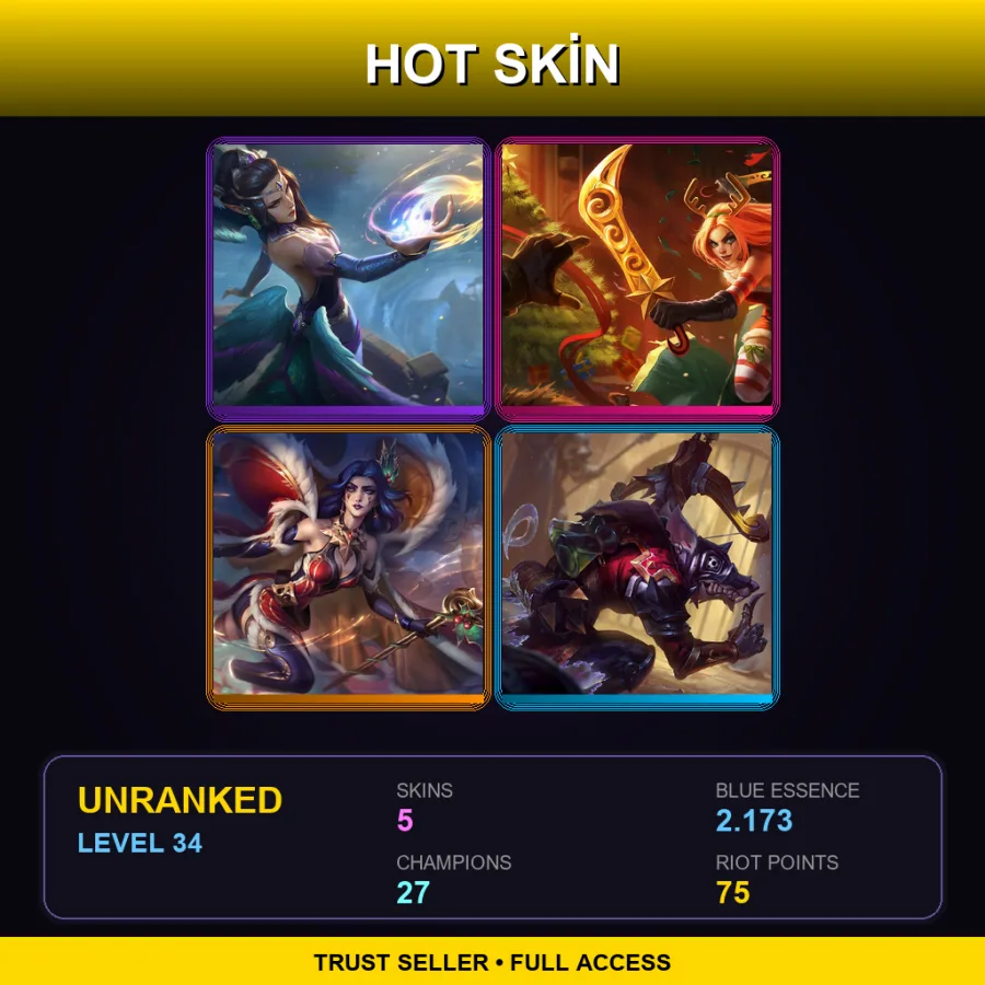 EUW | Lv34 | Unranked | 5 Skin | 27 Champ