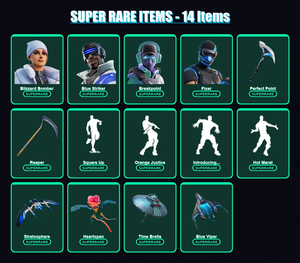 [PS4/PS5/PC] | Blizzard Bomber | Blue Striker | Breakpoint | Fixer | Rox | 183 skin | 185 pickaxe | 168 emote | 134 glider | Lv1978
