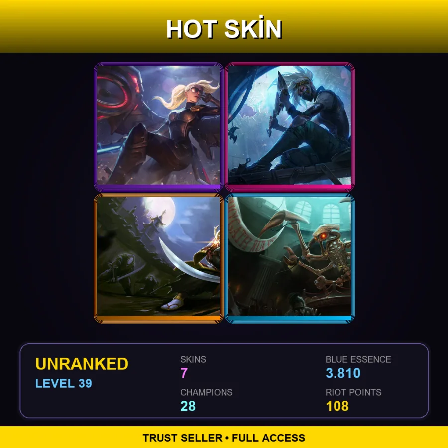 EUNE | Riot Kayle | Silverfang Akali | Samurai Yi | Jurassic Cho'Gath | 7 Skin | 28 Champ | Lv39