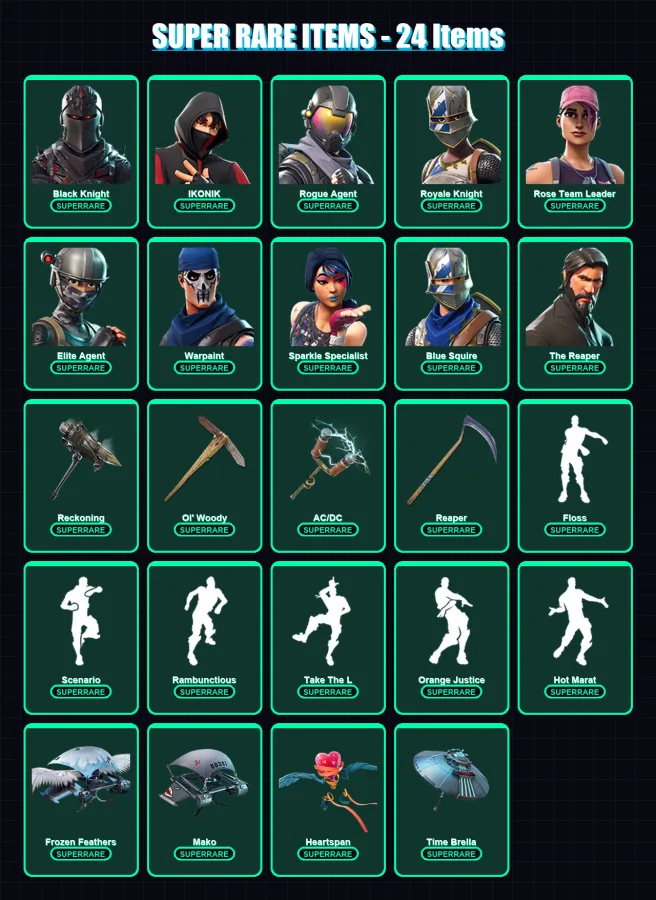 [PC/PSN] | Black Knight | IKONIK | Rogue Agent | Royale Knight | Rose Team Leader | 202 skin | 159 pickaxe | 220 emote | 147 glider | Lv2092