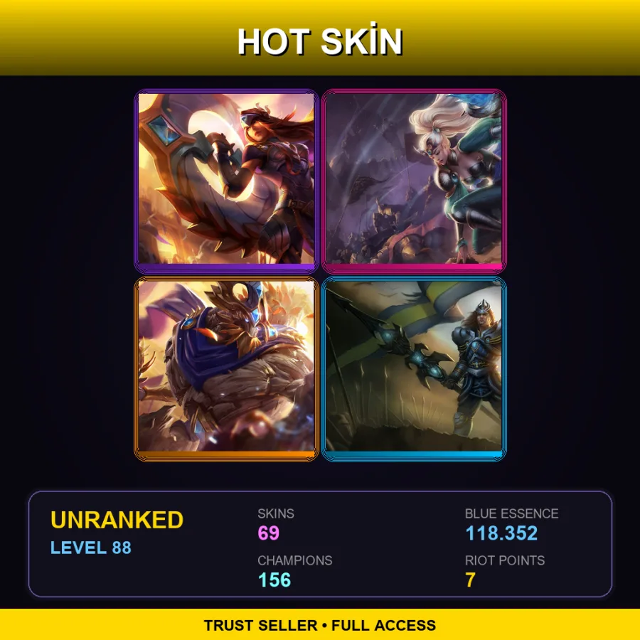 TW | Victorious Sivir | Victorious Janna | Victorious Maokai | Victorious Jarvan IV | 69 Skin | 156 Champ | Lv88