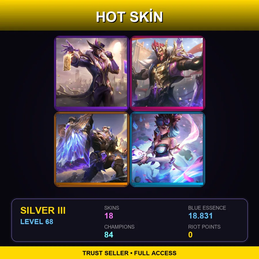 EUNE | Lv68 | Silver III | 18 Skin | 84 Champ — LoL account