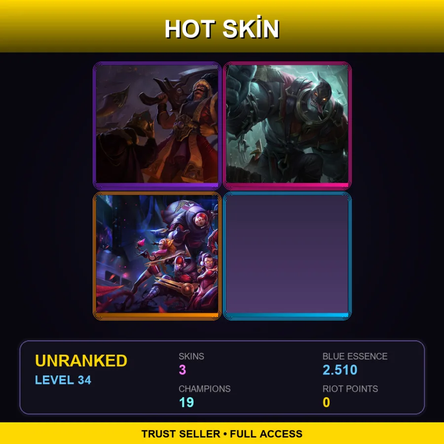 EUW | Lv34 | Unranked | 3 Skin | 19 Champ