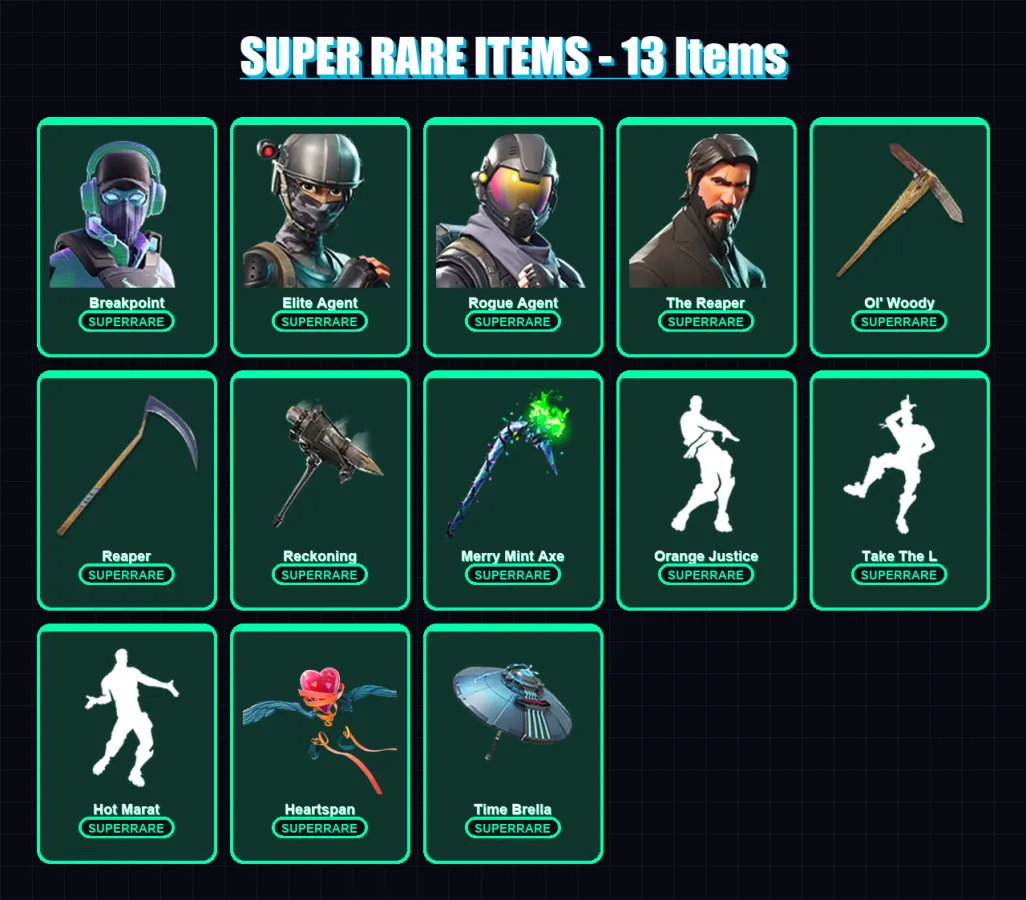 [PC/PSN] | Breakpoint | Elite Agent | Rogue Agent | The Reaper | Enforcer | 167 skin | 159 pickaxe | 149 emote | 148 glider | Lv2794