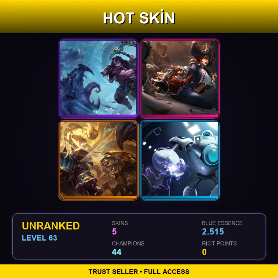 EUNE | Lv63 | Unranked | 5 Skin | 44 Champ