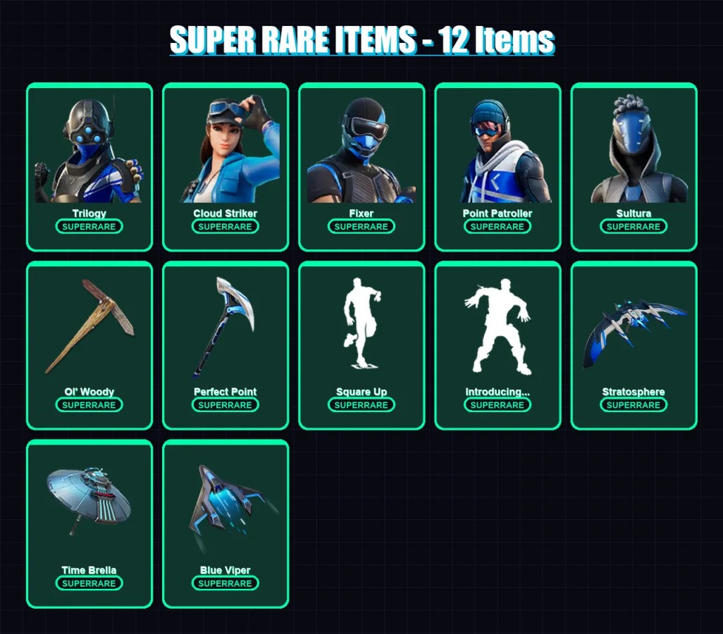 [PC/XBOX] | Trilogy | Cloud Striker | Fixer | Point Patroller | Sultura | 43 skin | 65 pickaxe | 74 emote | 71 glider | Lv1040