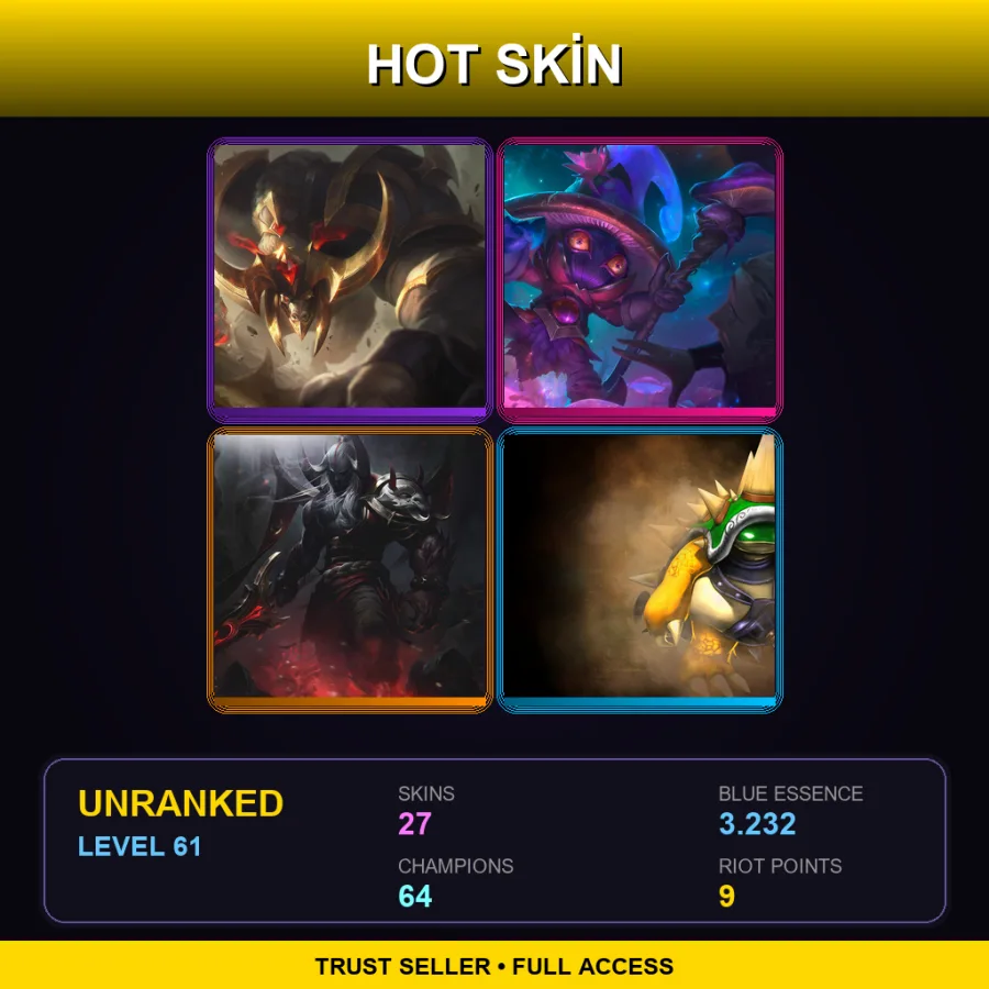 VN | Lv61 | Unranked | 27 Skin | 64 Champ — LoL account
