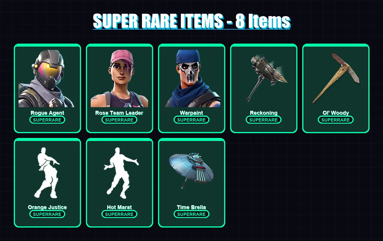 [PC/PSN] | Rogue Agent | Rose Team Leader | Warpaint | Calamity | Mandalorian | 60 skin | 70 pickaxe | 70 emote | 72 glider | Lv930