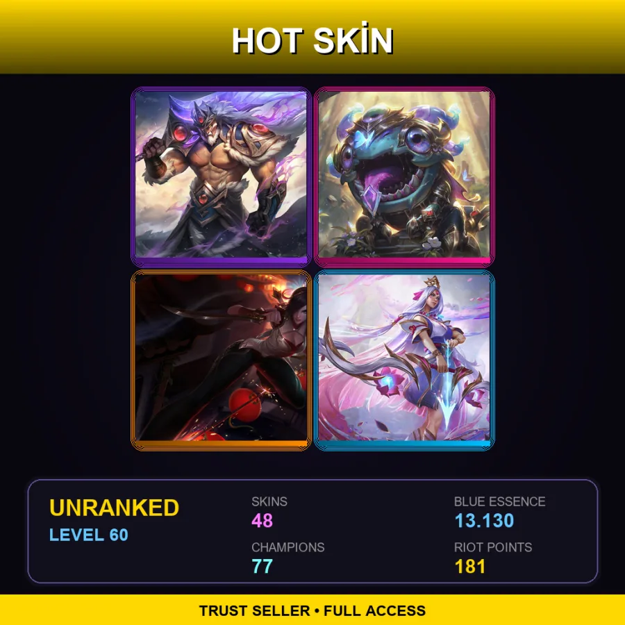 ME | Lv60 | Unranked | 48 Skin | 77 Champ — Unranked / Smurf League of Legends
