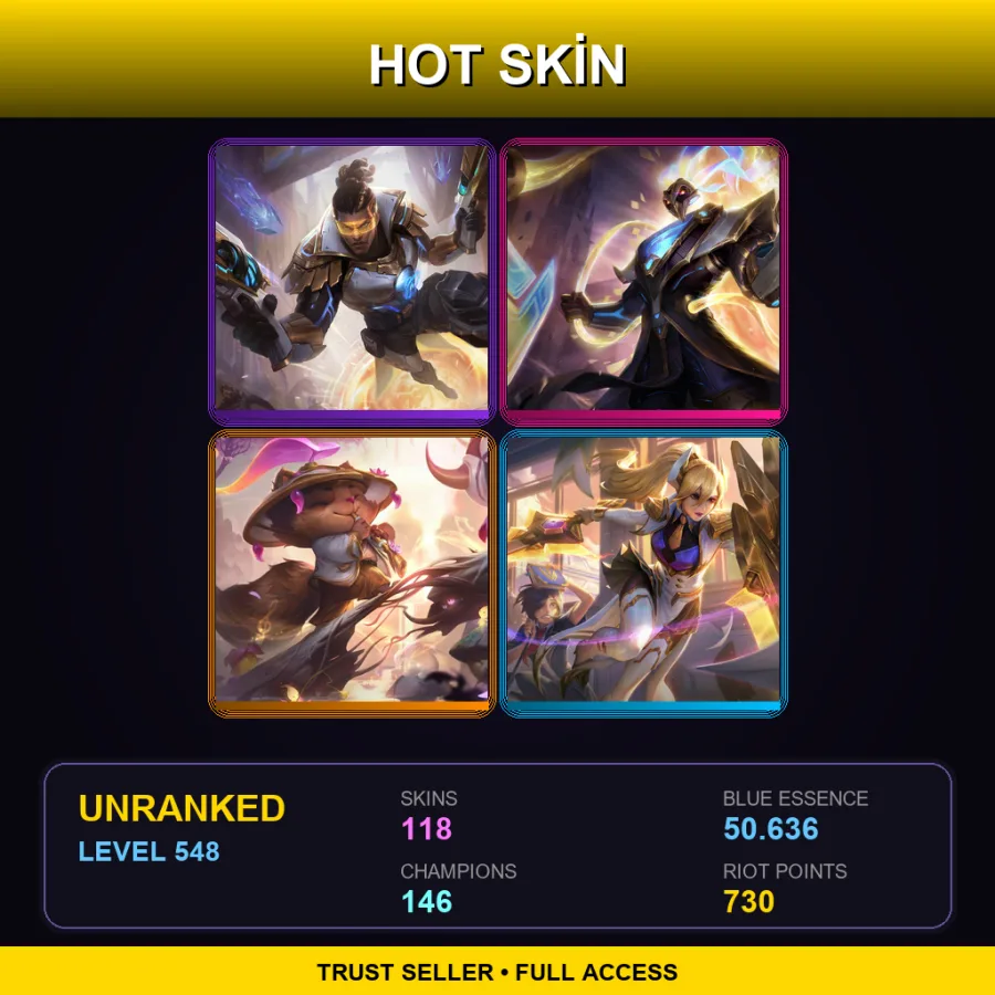 EUW | Lv548 | Unranked | 118 Skin | 146 Champ