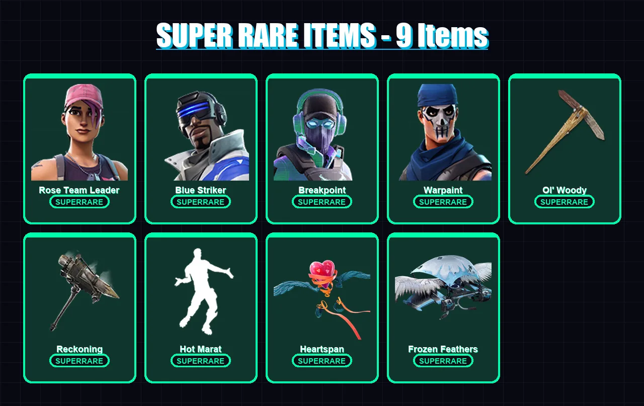 [PC/XBOX/PSN] | Rose Team Leader | Blue Striker | Breakpoint | Warpaint | Zenith | 132 skin | 108 pickaxe | 105 emote | 109 glider | Lv1452