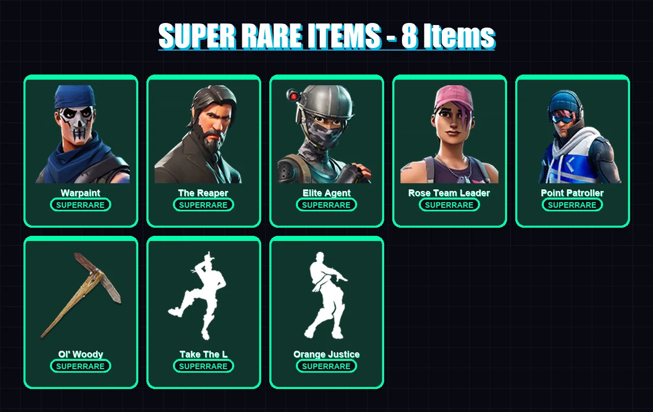[PS4/PS5/PC] | Warpaint | The Reaper | Elite Agent | Rose Team Leader | Point Patroller | 32 skin | 29 pickaxe | 31 emote | 31 glider | Lv385 — Fortnite account