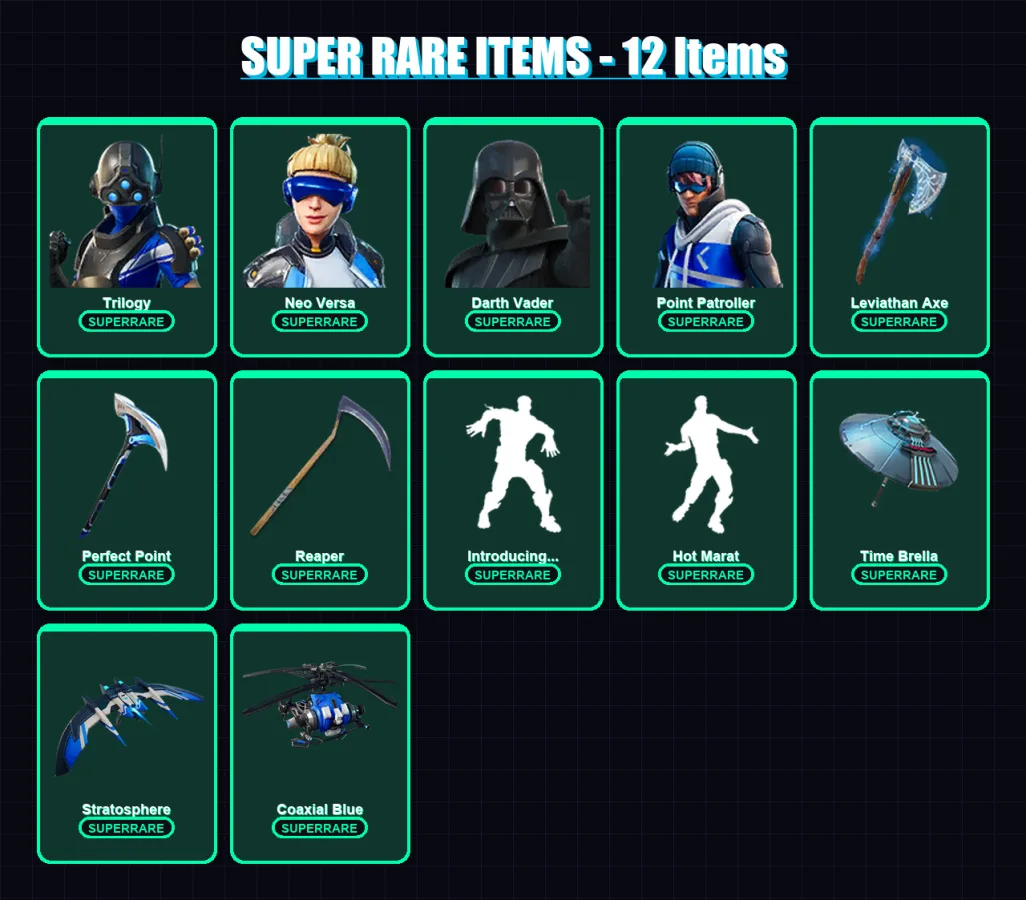 [PC/XBOX] | Trilogy | Neo Versa | Darth Vader | Point Patroller | Raz | 225 skin | 220 pickaxe | 167 emote | 178 glider | Lv3431