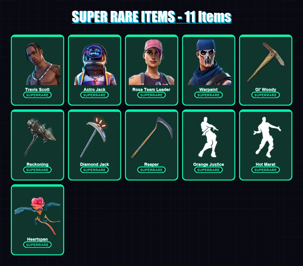[PC/XBOX/PSN] | Travis Scott | Astro Jack | Rose Team Leader | Warpaint | Ultima Knight | 112 skin | 90 pickaxe | 91 emote | 87 glider | Lv1227