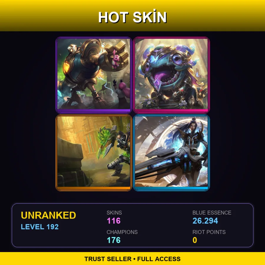 ME | Lv192 | Unranked | 116 Skin | 176 Champ — Unranked / Smurf League of Legends