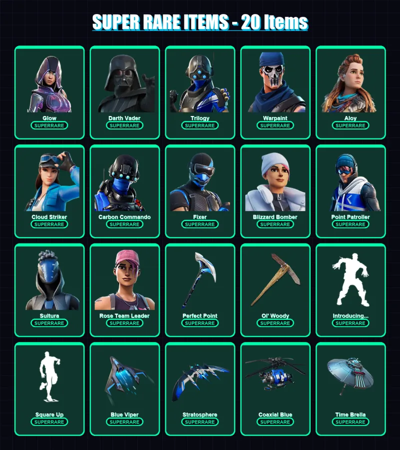 [PS4/PS5/PC] | Glow | Darth Vader | Trilogy | Warpaint | Aloy | 74 skin | 82 pickaxe | 51 emote | 72 glider | Lv923