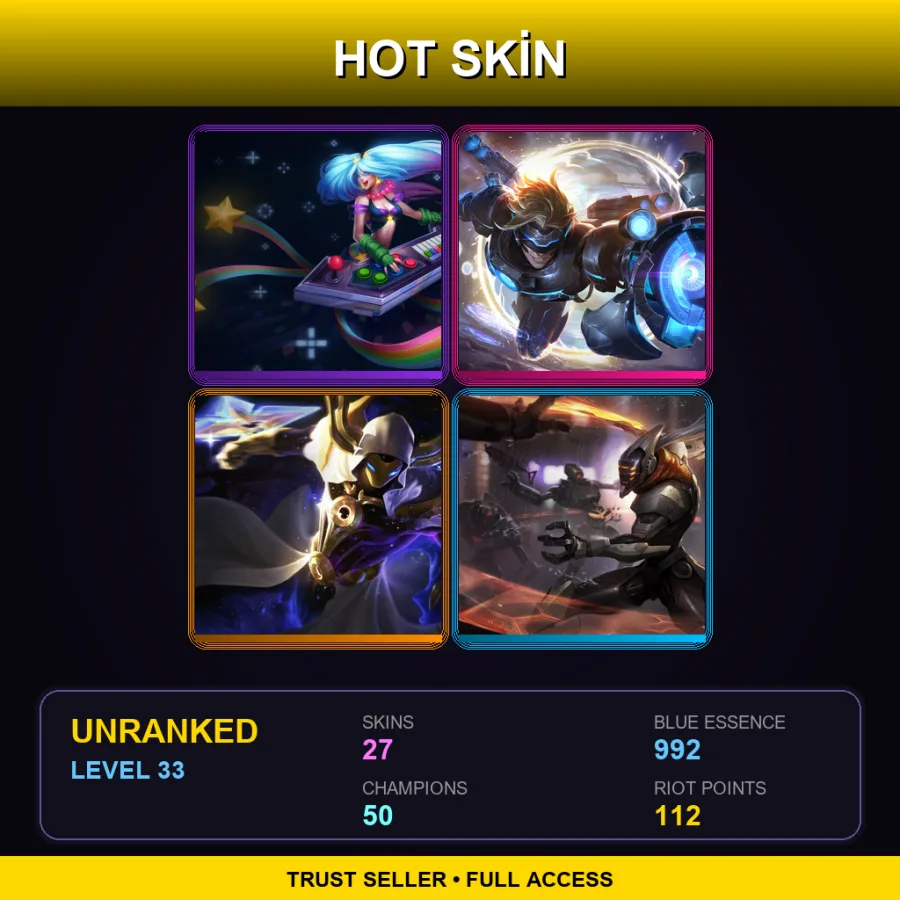 NA | Lv33 | Unranked | 27 Skin | 50 Champ — LoL account