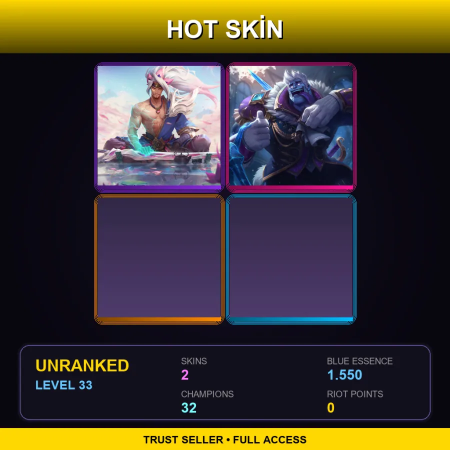 TR | Lv33 | Unranked | 2 Skin | 32 Champ