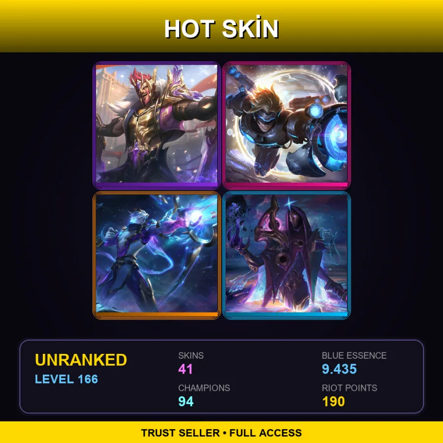 LAN | Lv166 | Unranked | 41 Skin | 94 Champ — LoL account