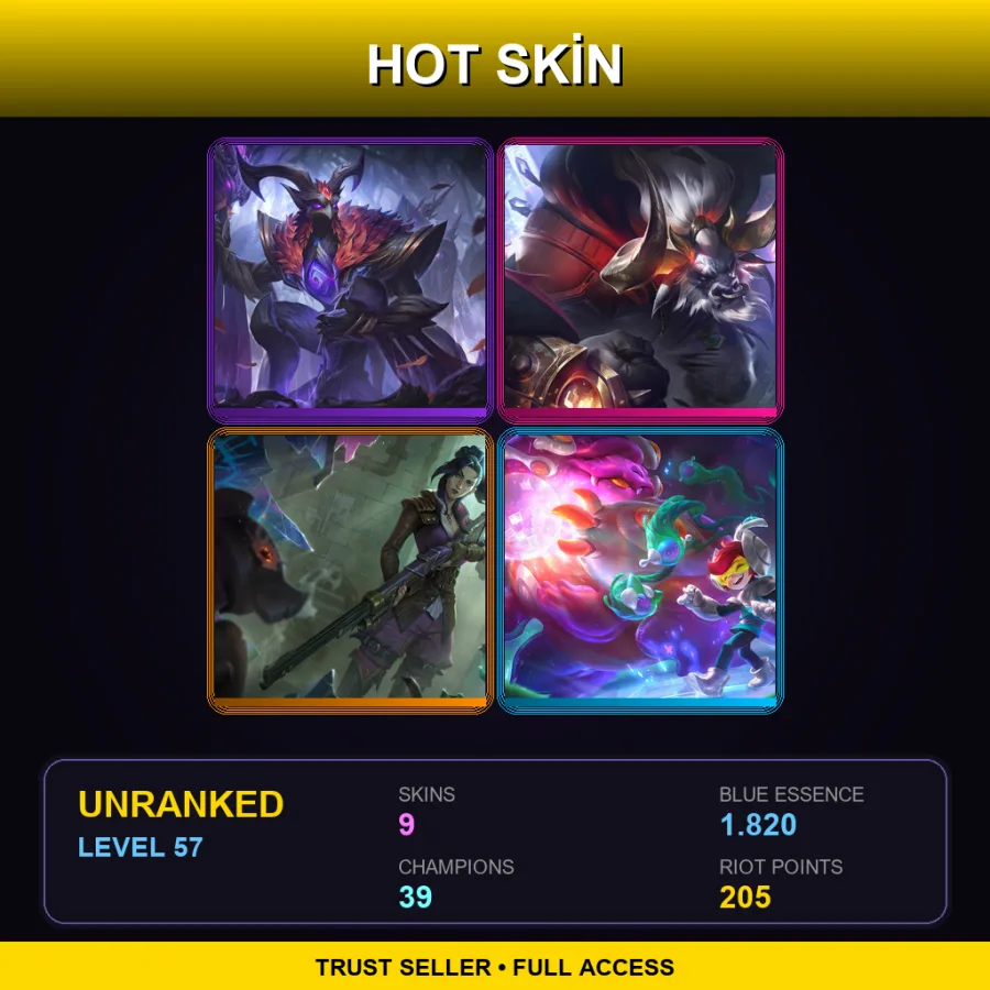 EUW | Elderwood Azir | Lunar Beast Alistar | Arcane Enforcer Caitlyn | Space Groove Nunu & Willump | 9 Skin | 39 Champ | Lv57
