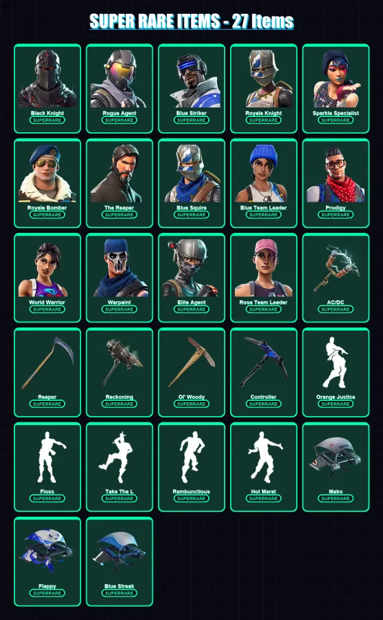 [PS4/PS5/XBOX/PC] | Black Knight | Rogue Agent | Blue Striker | 160 skin | Lv1787