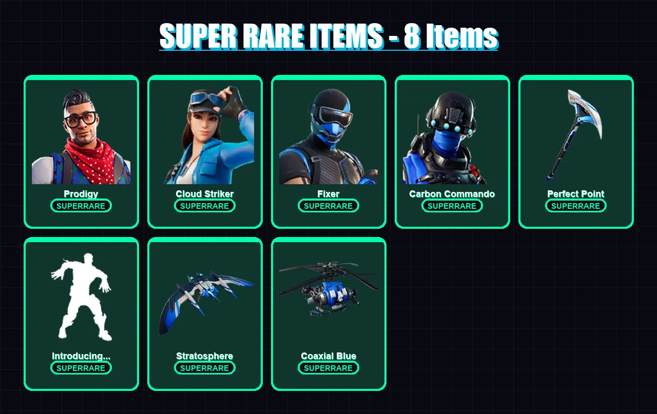 [PC/XBOX/PSN] | Prodigy | Cloud Striker | Fixer | Carbon Commando | Mandalorian | 113 skin | 157 pickaxe | 121 emote | 124 glider | Lv1818 — Game account