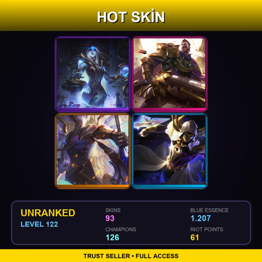 TR | Lv122 | Unranked | 93 Skin | 126 Champ — LoL account
