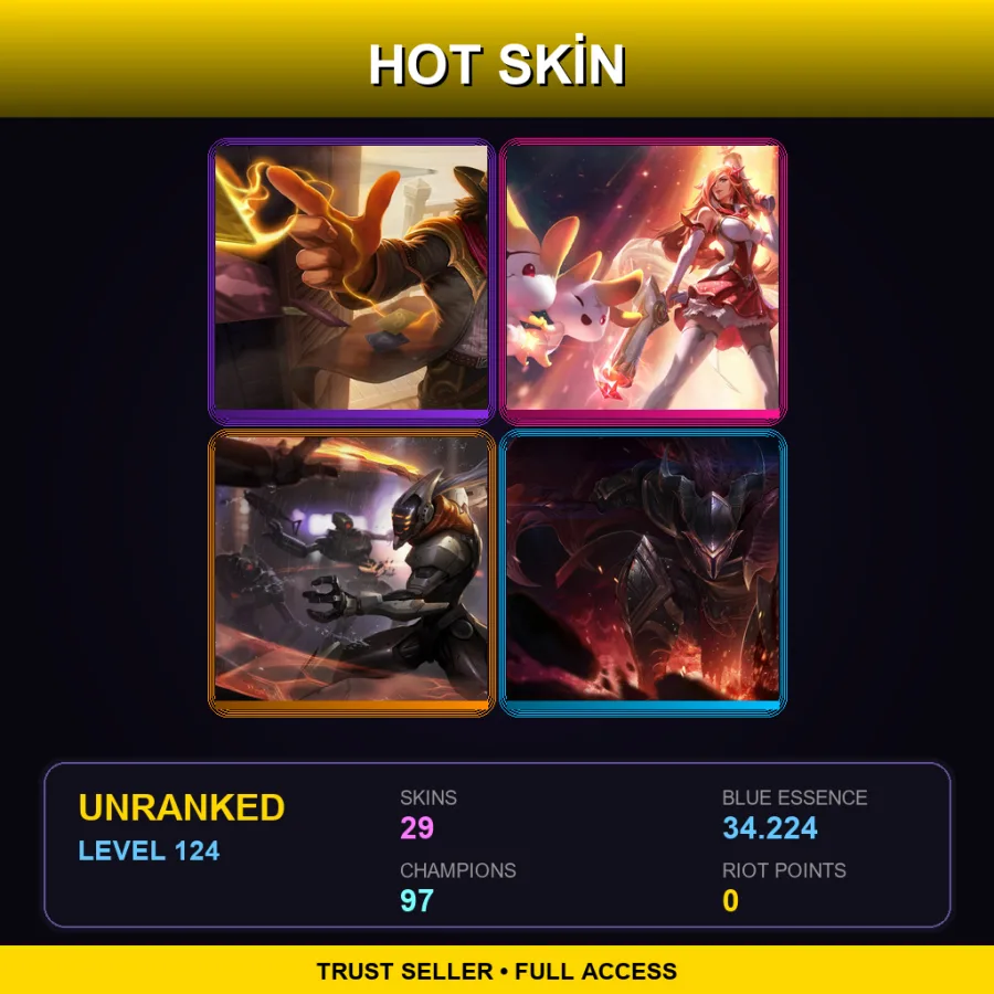 EUNE | Lv124 | Unranked | 29 Skin | 97 Champ — LoL account