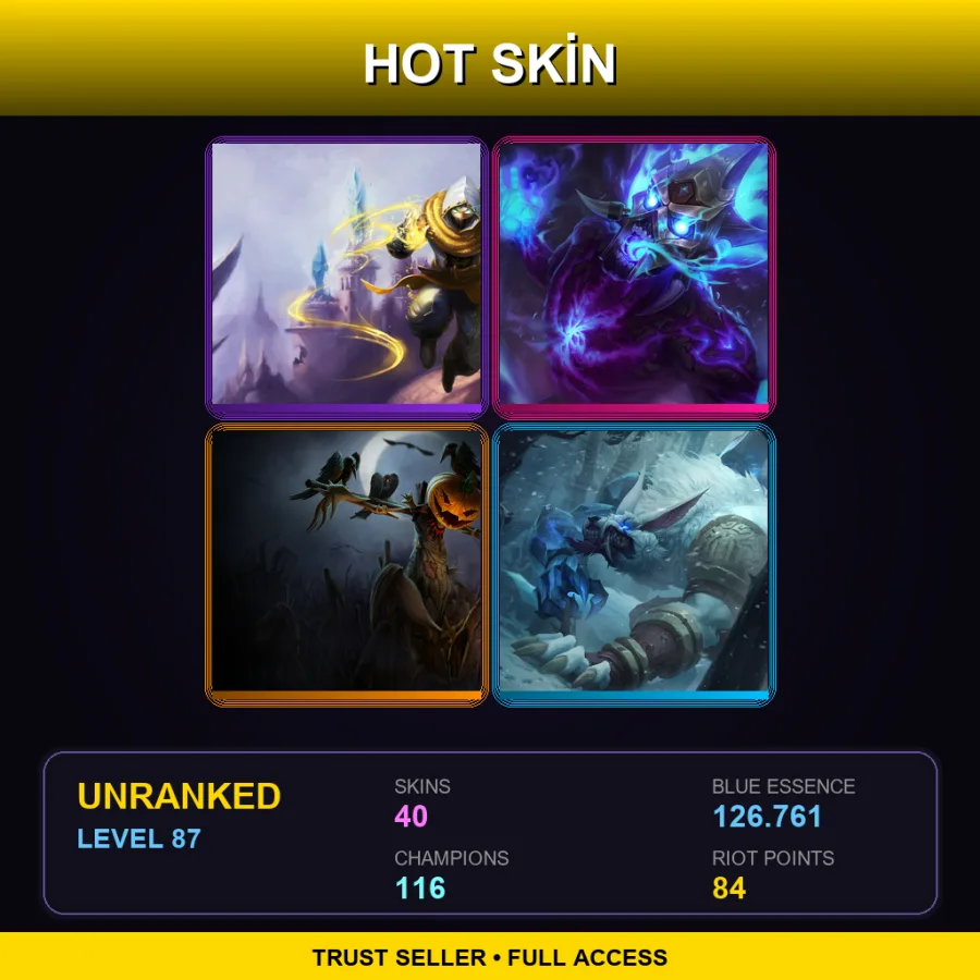 EUW | Lv87 | Unranked | 40 Skin | 116 Champ