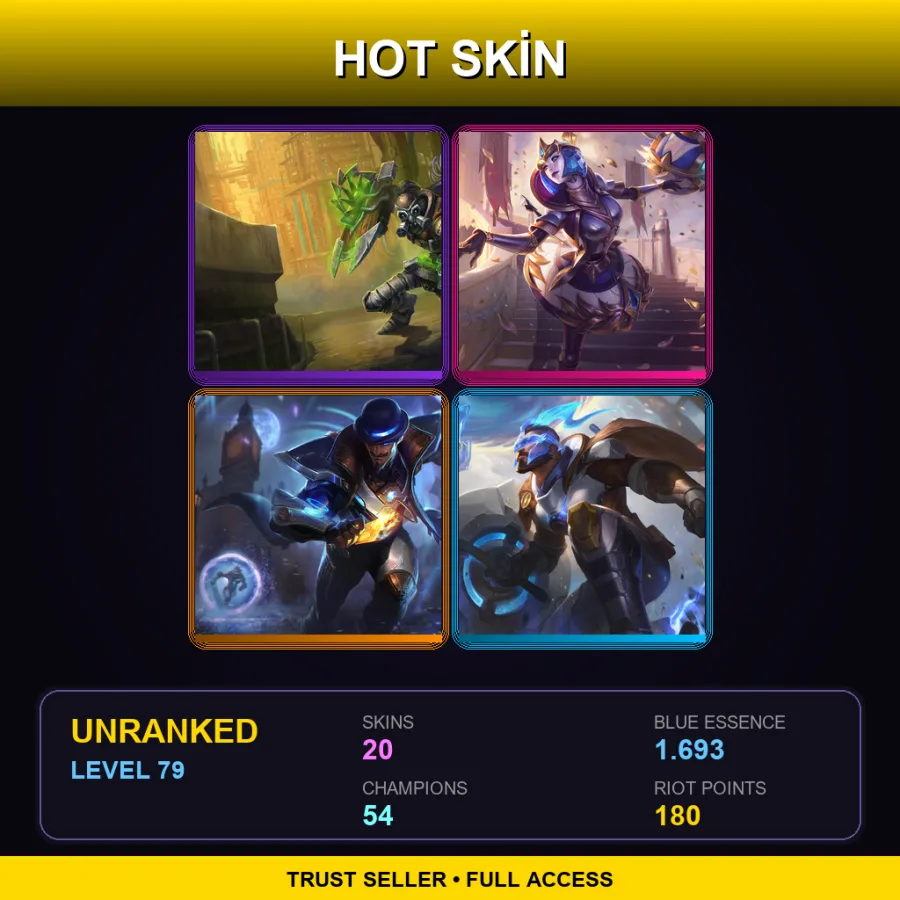 EUW | Lv79 | Unranked | 20 Skin | 54 Champ — LoL account