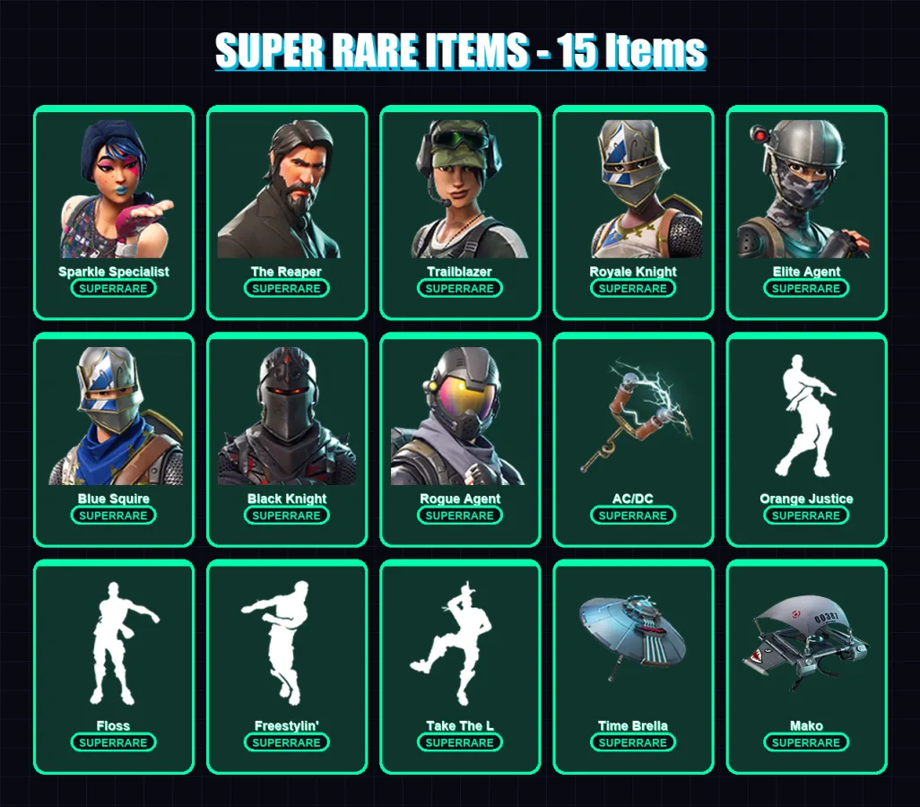 [PS4/PS5/XBOX/PC] | Sparkle Specialist | The Reaper | Trailblazer | Royale Knight | Elite Agent | 38 skin | 27 pickaxe | 33 emote | 33 glider | Lv61