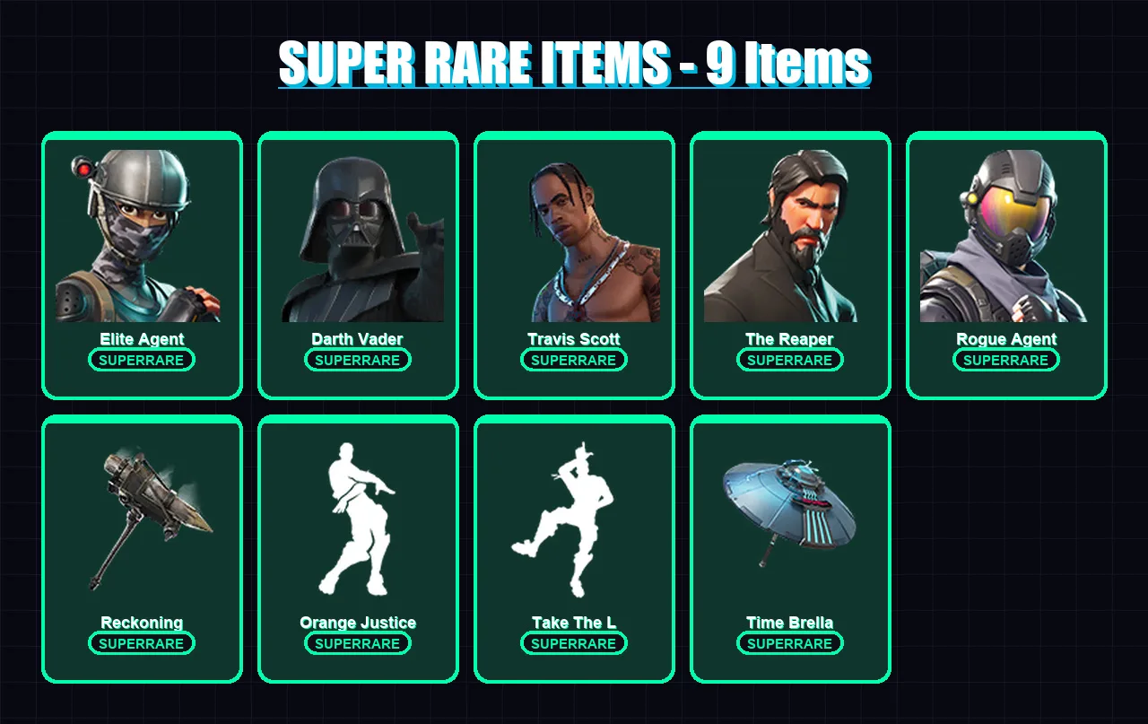 [PC/PSN] | Elite Agent | Darth Vader | Travis Scott | The Reaper | Rogue Agent | 46 skin | 43 pickaxe | 49 emote | 48 glider | Lv735